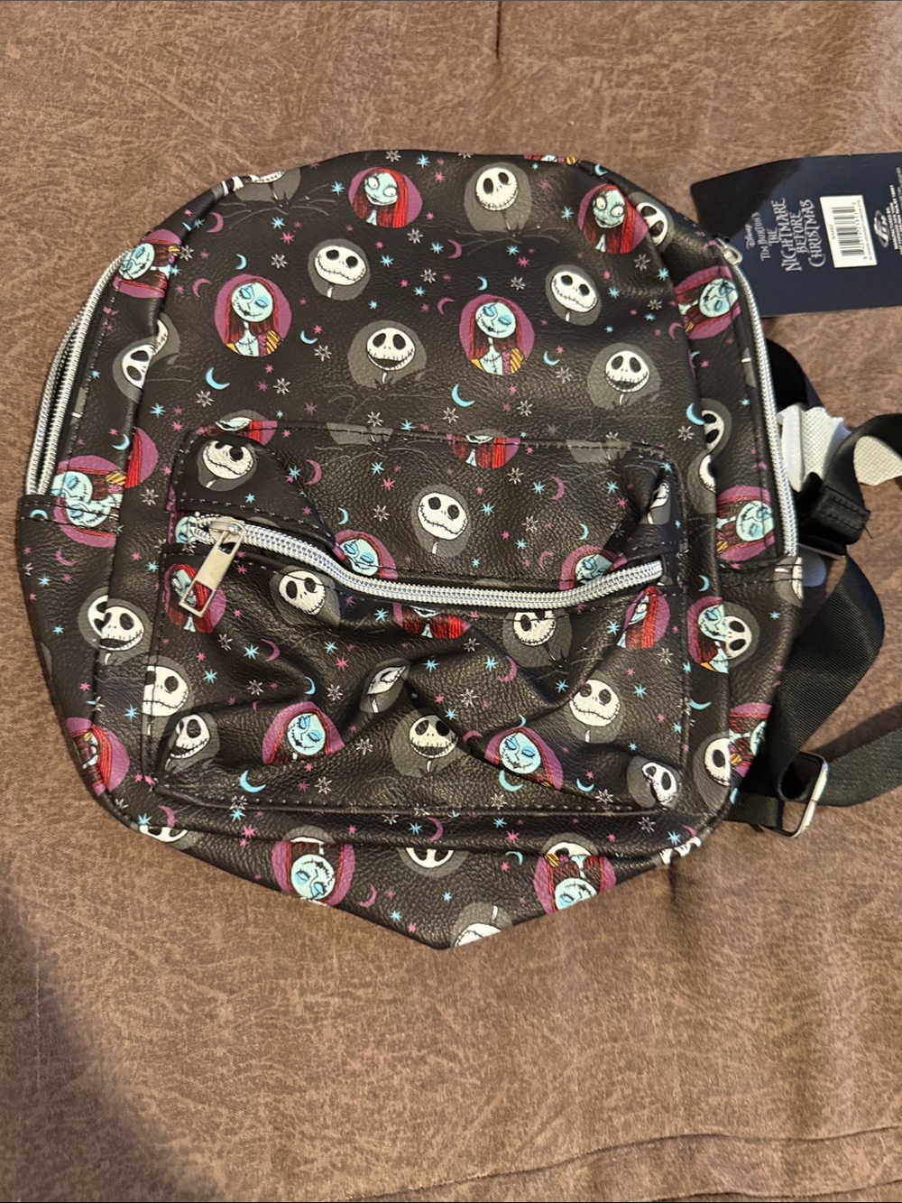 Black Sling Backpack featuring Jack & Sally